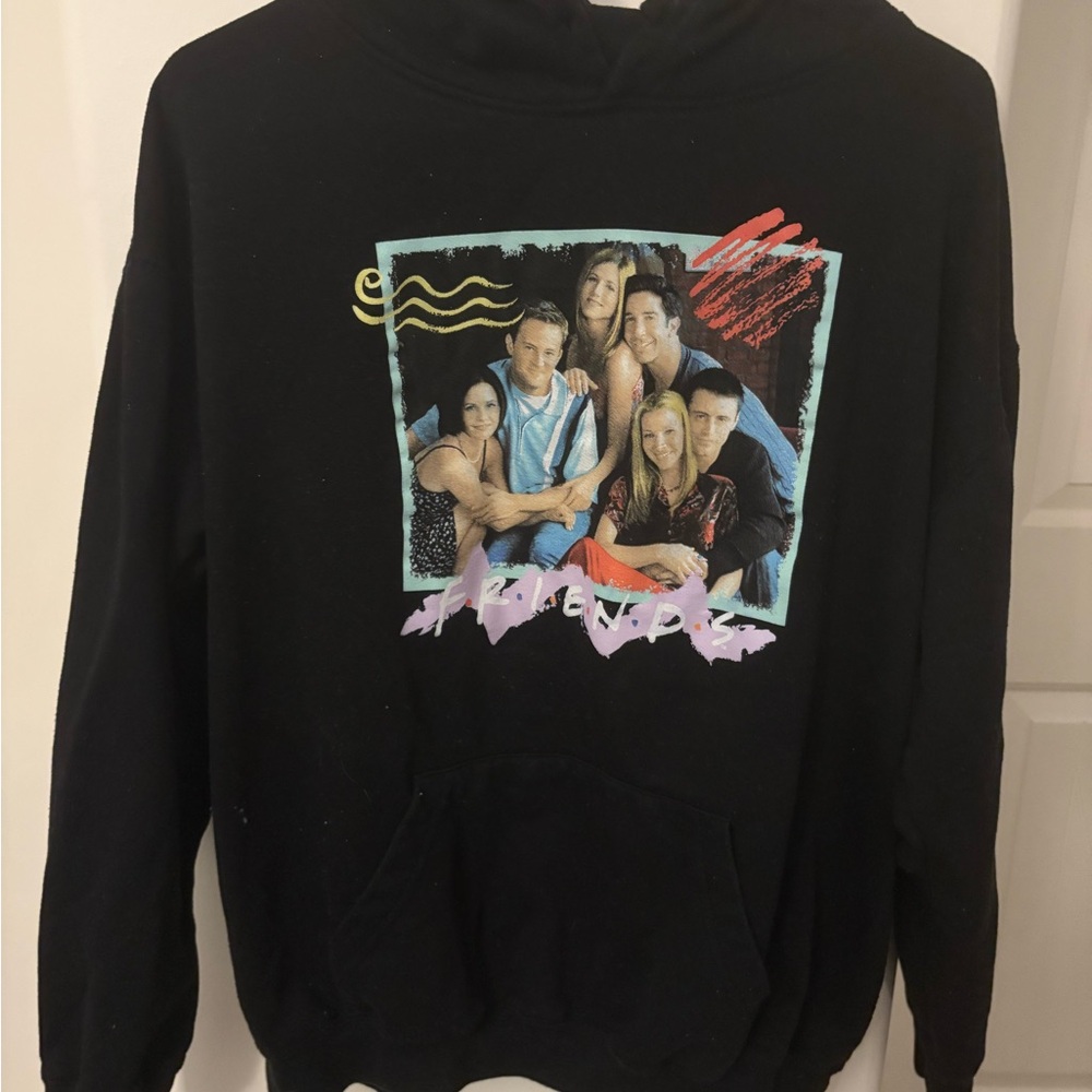 Black Graphic Friends Logo Pullover Hoodie